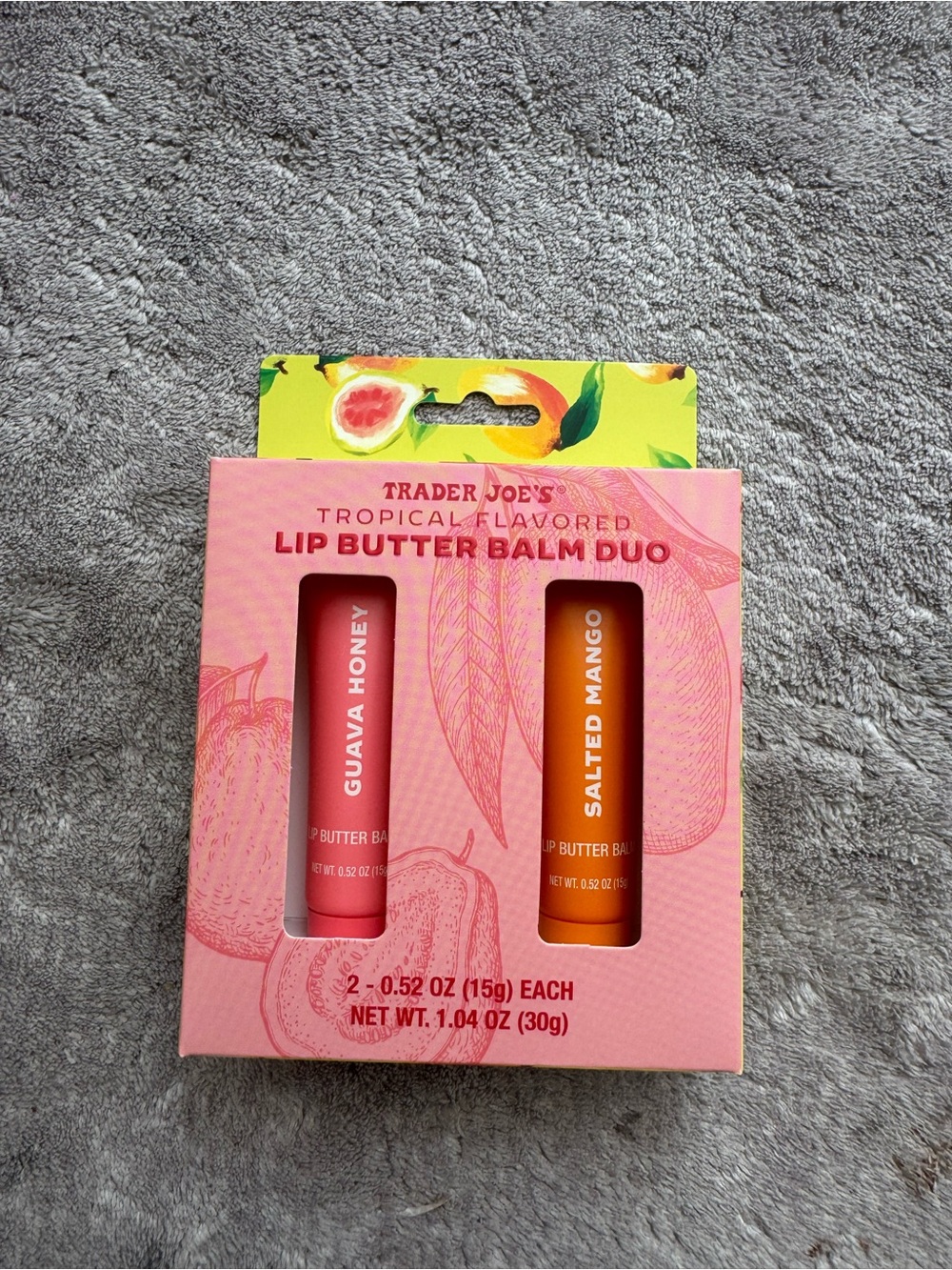Trader Joe's Lip Butter Balm Duo — Guava Honey (Pink) & Salted Mango (Orange)